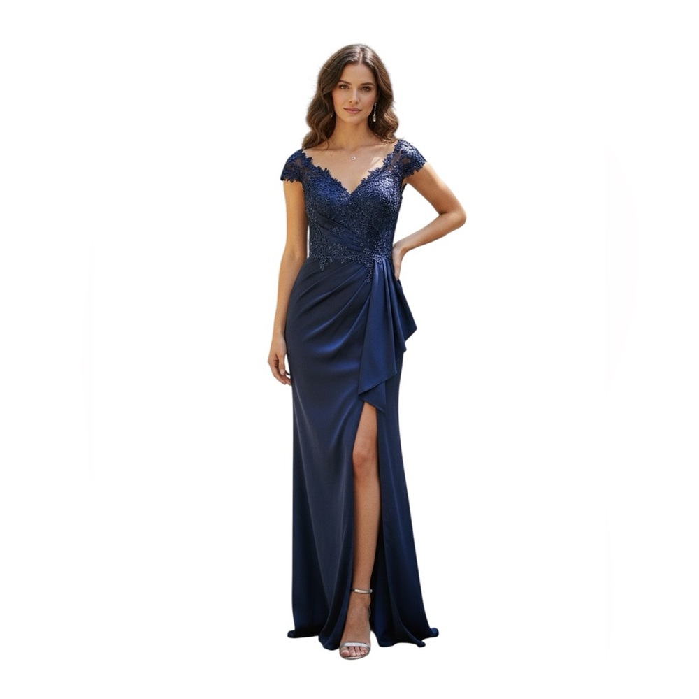 Jovani 37572A Navy Blue Embellished Applique Evening Gown Women’s Size 6 $850